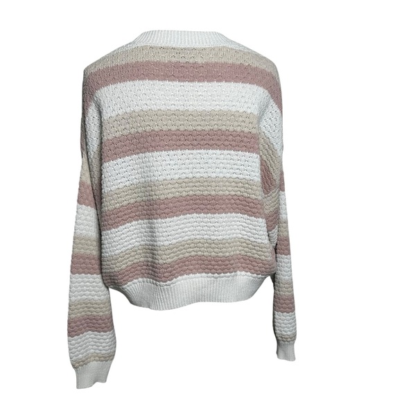 Hollister Color Block Striped Women's Crew Neck Sweater Small Pink Preppy Y2K - Picture 2 of 11